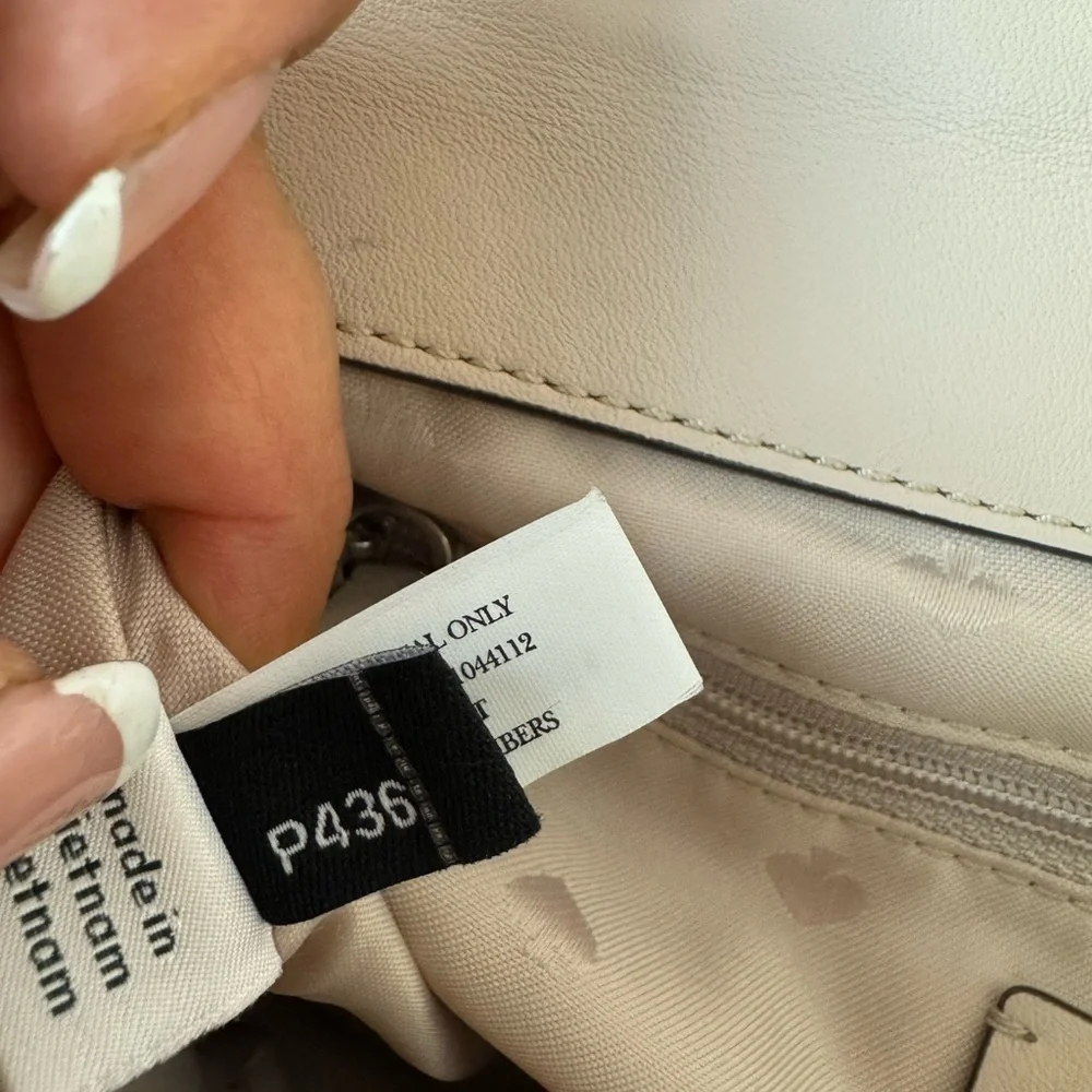 Kate Spade Cream and Brown Shoulder Bag with Chain Handles